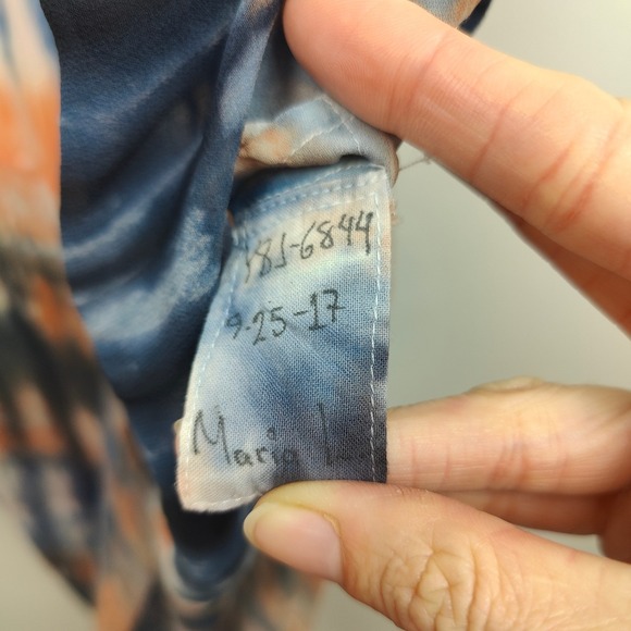 Raquel Allegra Silk Slip Dress Womens XS 0 Blue Tigers Eye Tie Dye Slip - Picture 7 of 8